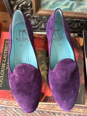 Thierry Rabotin Violet Suede Pointed Loafers